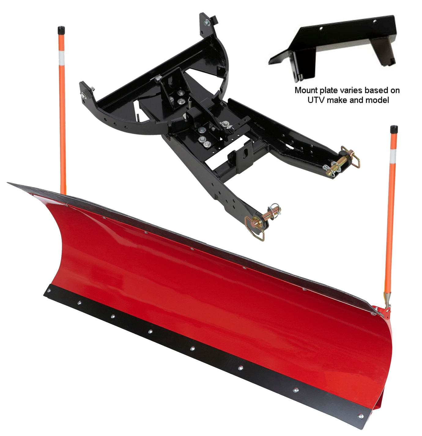 72 inch DENALI Pro UTV Snow Plow Kit in RED - 2012-2021 RZR 570 and 570-S